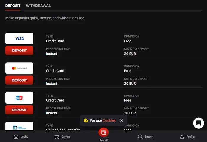 Rollero Casino Australia deposit